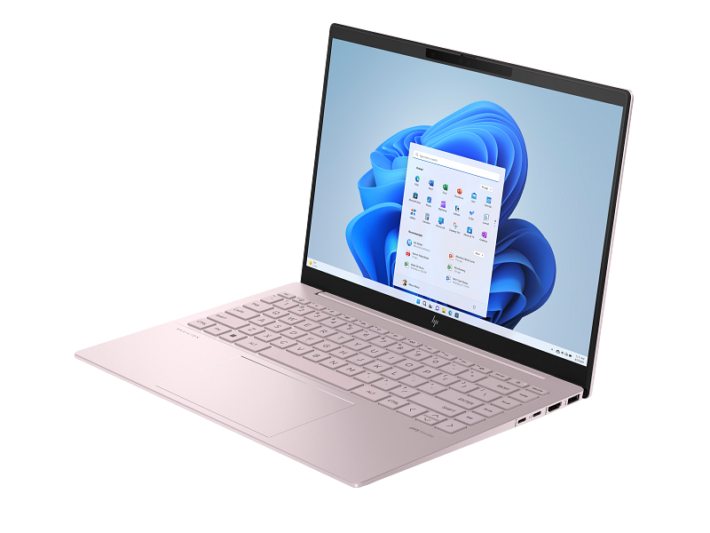 24C1 Pavilion Oski 14 Tranquil Pink NT 5MP IR Cam nonFPR Win11 Core Set FrontLeft WhiteBG M1548344 12565